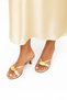 Heeled Vintage Buckle Gold Women's Heeled Slippers - 6