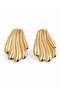 Brass Gold Color Embroidered Oyster Model Women's Earrings