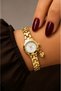 Apolia Women's Gold Steel Band White Dial Heart Charm Detailed Luxury Elegant Women's Wristwatch 2026 - 5