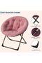 Oversized Folding Saucer Chair – Soft Faux Leather Upholstery – Ideal for Bedroom, Living Room, Dorm – Durable Gold Metal Frame – For Adults and Teens – - 8