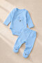 Newborn Organic Cotton Rabbit Printed 2-Piece Baby Set with Side Snap Booties - 5
