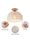 Rattan Ceiling Light, Boho Semi Recessed Ceiling Light, Handmade Rattan Lighting Fixtures - 7