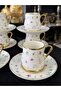 6-Piece Flower-Patterned Golded Coffee Cup Set 90 ml - 4
