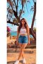 Blue Denim Mini Shorts with Tassel Trim and Ripped Detail - 2