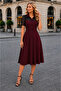 Timeless Elegance Women's Button Front Short Sleeve Crepe Dress - 2