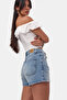 شورت جينز نسائي أزرق 4s6-32 من ماركة Mom Mini Fit - 5