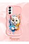 Samsung Galaxy A14 Compatible Case Camera Protector Pink Silicone Couple Phone Case Cat Pattern - 2