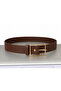 Women's Brown Gold Buckle Classic Belt - 2