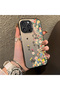 iPhone 16 Pro Compatible Silicone Edge Hard Back Case Couple Phone Case with Floral Pattern - 3