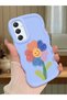 Samsung Galaxy A34 5g Compatible Case Camera Protector Blue Silicone Couple Phone Case Floral Pattern