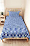 Blue Geometric Youth Room Single Pique Set - Modern White 160X220 cm Quilted Bedspread - 4