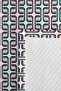 Navy Blue Geometric Youth Room Single Pique Set - Mint Salmon Retro 160X220 cm Bedspread - 7