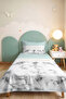 Modern Marble Mint Young Room Single Pique Set - Gray White 160X220 cm Quilted Bedspread - 6