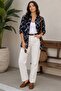 Modal Dark Blue Geometric Pattern Print Short Sleeve Shirt - 2