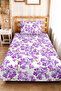 Purple Floral Modern Young Room Single Pique Set - Lilac White 160X220 cm Quilted Bedspread - 6