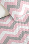 Pink Zigzag Geometric Girls' Pique Set - Pastel Gray White Children's Room Bedspread 160X220 cm - 3