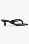 Women's Alisse Brown Leather Flip-Flop Heeled Slippers - 3