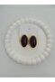 Special Design Large Oval Button Model Brown Stone Gold Earrings - 4
