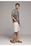 Loose Straight Fit Mid Waist Plain Men's Bleach Indigo Denim Jean Shorts