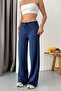 Women's Adjustable Waist Wide Leg Sweatpants Navy Blue - Ms0001271 - 2