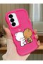 Samsung Galaxy A56 Compatible Case Camera Protective Red Silicone Couple Phone Case Cute Pattern