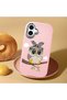 iPhone 16 Plus Compatible Case with Camera Protection Pink Silicone Couple Phone Case with Owl Pattern - 2