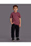 Boys Burgundy Mandarin Collar Polo Shirt - 2