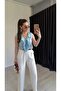 Women's V-Neck Ruffled Flounce Stylish Transparent Blouse - 2