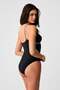 Gian Solid Color Gathering Triangle Swimsuit Black - 3