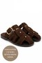 Brown Women's Suede Belted Gold Buckle Thin Flat Sole Slippers Beach Summer Dowry Daily T01Nav - 4