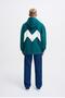 Men's m Shaped Pactwork Hooded Sweatshirt Oil Green - 6