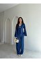 Indigo Spanish Sleeve Blouse Pants Women's Set - 3