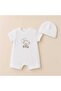 Waffle Textured Cotton Embroidered Short Sleeve Summer Baby Romper - 2