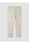 Beige Regular Fit 100% Linen Men's Pleated Trousers - 2