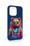iPhone 13 Pro Compatible Bear Pattern Silicone Case with Glasses - 3