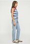 Sleeveless Polo Neck Striped T-Shirt - Indigo - 3