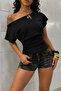 100% Cotton Bele Open Shoulder Fleeced Flexible Crop Top Blouse - 3