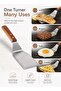 Stainless Steel Spatula Small | Heavy Duty Flat Turner With Wooden Handle | Pancake Flipper For Fish Eggs Burgers Omelet And Cooking - 6