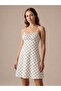 Strappy Polka Dot Gathered Drawstring Strap Soft Elastane Mini Dress - 3