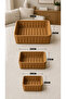 3-Piece Square Wicker Presentation Basket Badya Basin Plate Bowl - Desktop Organizer Rattan Presentation Fruit Bowl - Extra Quality Steel Rattan - 4