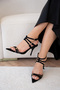 Rigon Gold Accessory Buckle Women's Black Heeled Shoes - 3