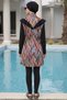 2-Piece Set (with Bonnet Gift) Parachute Fabric Burkini Hijab Swimsuit with Detailed Front and Back Design and Elastic Waist D53 - 3
