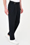 Straight Slim Fit Pleated Belt Buckle Men's Trousers Navy Blue - 38369.26Y - 5