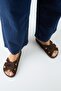 Bartolo Women's Leather Genuine Leather Caged Brown Slippers - 8