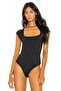 Women's Square Neck Short Sleeve Bodysuit - 2
