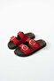 Brew Red Suede Slippers with Gold Buckle Detail - 2