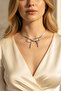 Stylish and Modern Steel Necklace with Snake Chain Bow Detail - 2