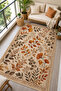 Flower Leaf Patterned Non-Slip Base Machine Washable Digital Printed Chenille Carpet Rug Runner - 2
