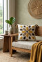 Buldan Handmade Cotton Punch Embroidered Cushion Cover - Decorative Pillowcase with Drop Pattern 42X42 cm - 4