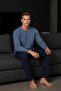 Premium Men's Pocketed Buttoned Collar Long Sleeve 100% Cotton Pajama Set - 2